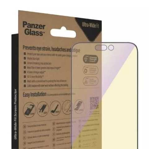 PanzerGlass Szkło PanzerGlass Ultra-Wide Fit do iPhone 14 Pro Max 6,7" Screen Protection Antibacterial Easy Aligner Included Anti-blue light PanzerGlass Szkło PanzerGlass Ultra-Wide Fit do iPhone 14 Pro Max 6,7" Screen Protection Antibacterial Easy Aligner Included Anti-blue light