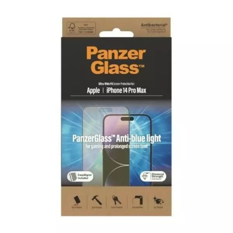 PanzerGlass Szkło PanzerGlass Ultra-Wide Fit do iPhone 14 Pro Max 6,7" Screen Protection Antibacterial Easy Aligner Included Anti-blue light PanzerGlass Szkło PanzerGlass Ultra-Wide Fit do iPhone 14 Pro Max 6,7" Screen Protection Antibacterial Easy Aligner Included Anti-blue light