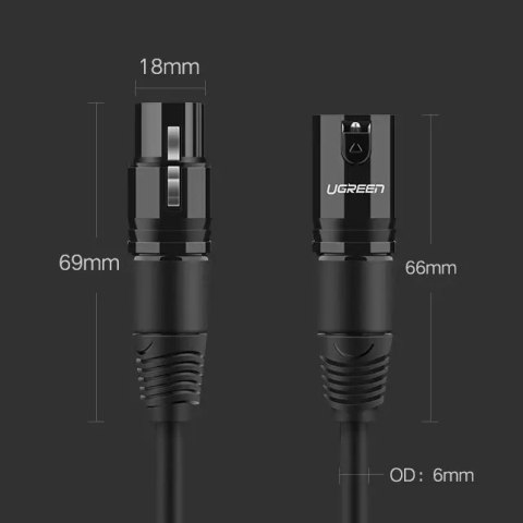 UGreen Przedłużacz UGREEN kabel audio przewód mikrofonowy do mikrofonu XLR (żeński) - XLR (męski) 2 m (AV130) UGreen Przedłużacz UGREEN kabel audio przewód mikrofonowy do mikrofonu XLR (żeński) - XLR (męski) 2 m (AV130)