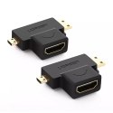 UGreen Przejściówka UGREEN adapter ze złącza HDMI Typ A (żeński) na mini HDMI (męski) / micro HDMI (męski) czarny (20144)