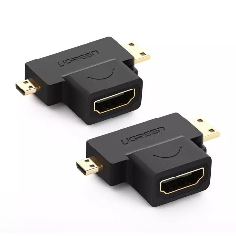 UGreen Przejściówka UGREEN adapter ze złącza HDMI Typ A (żeński) na mini HDMI (męski) / micro HDMI (męski) czarny (20144) UGreen Przejściówka UGREEN adapter ze złącza HDMI Typ A (żeński) na mini HDMI (męski) / micro HDMI (męski) czarny (20144)