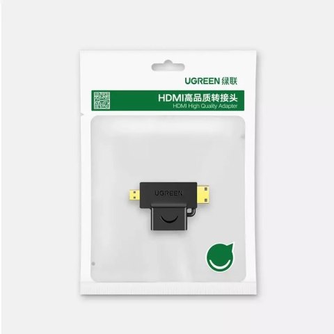 UGreen Przejściówka UGREEN adapter ze złącza HDMI Typ A (żeński) na mini HDMI (męski) / micro HDMI (męski) czarny (20144) UGreen Przejściówka UGREEN adapter ze złącza HDMI Typ A (żeński) na mini HDMI (męski) / micro HDMI (męski) czarny (20144)