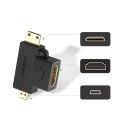 UGreen Przejściówka UGREEN adapter ze złącza HDMI Typ A (żeński) na mini HDMI (męski) / micro HDMI (męski) czarny (20144)