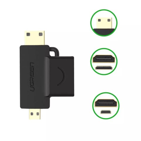 UGreen Przejściówka UGREEN adapter ze złącza HDMI Typ A (żeński) na mini HDMI (męski) / micro HDMI (męski) czarny (20144) UGreen Przejściówka UGREEN adapter ze złącza HDMI Typ A (żeński) na mini HDMI (męski) / micro HDMI (męski) czarny (20144)