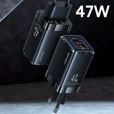 Usams USAMS Ład. siec. T41 USB-C+USB GaN 47W PD+QC (only head) Fast Charging biały/white CC137TC02 (US-CC137) Usams USAMS Ład. siec. T41 USB-C+USB GaN 47W PD+QC (only head) Fast Charging biały/white CC137TC02 (US-CC137)