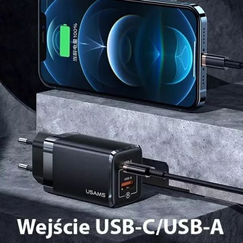 Usams USAMS Ład. siec. T41 USB-C+USB GaN 47W PD+QC (only head) Fast Charging czarny/black CC137TC01 (US-CC137) Usams USAMS Ład. siec. T41 USB-C+USB GaN 47W PD+QC (only head) Fast Charging czarny/black CC137TC01 (US-CC137)
