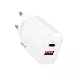 Usams USAMS Ładowarka sieciowa 1x USB-C + 1x USB T35 20W (only head) PD3.0 + QC3.0 Fast Charging biały/white CC121TC01 (US-CC121)