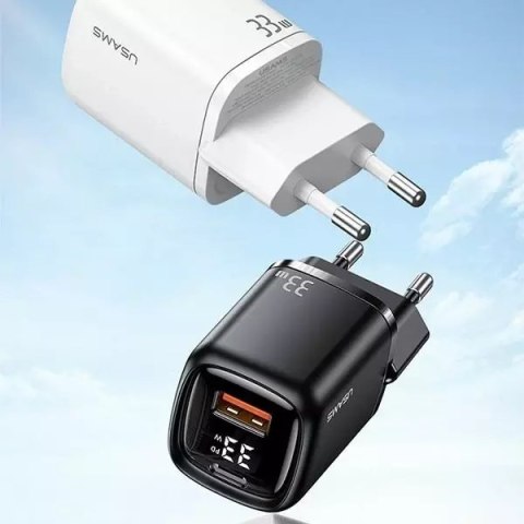 Usams USAMS Ładowarka sieciowa 1x USB-C + 1x USB T46 33W (only head) PD3.0 + QC3.0 Fast Charging czarny/black CC152TC01 (US-CC152) Usams USAMS Ładowarka sieciowa 1x USB-C + 1x USB T46 33W (only head) PD3.0 + QC3.0 Fast Charging czarny/black CC152TC01 (US-CC152)