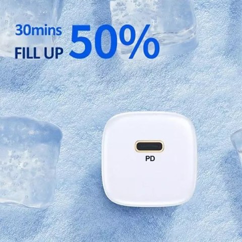 Usams USAMS Ładowarka sieciowa 1x USB-C T36 mini 20W + kabel USB-C-Lightning biały/white PD3.0 Fast Charging XFKXLOGTL02 (US-CC124+US- Usams USAMS Ładowarka sieciowa 1x USB-C T36 mini 20W + kabel USB-C-Lightning biały/white PD3.0 Fast Charging XFKXLOGTL02 (US-CC124+US-