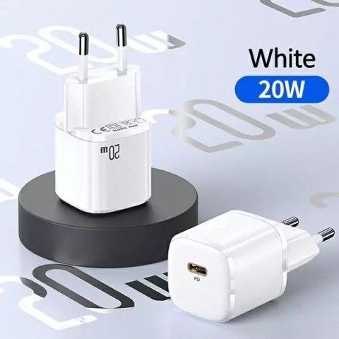 Usams USAMS Ładowarka sieciowa 1x USB-C T36 mini 20W + kabel USB-C-Lightning biały/white PD3.0 Fast Charging XFKXLOGTL02 (US-CC124+US- Usams USAMS Ładowarka sieciowa 1x USB-C T36 mini 20W + kabel USB-C-Lightning biały/white PD3.0 Fast Charging XFKXLOGTL02 (US-CC124+US-