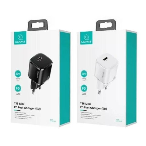 Usams USAMS Ładowarka sieciowa 1x USB-C T36 mini 20W (only head) PD3.0 Fast Charging biały/white CC124TC02 (US-CC124) Usams USAMS Ładowarka sieciowa 1x USB-C T36 mini 20W (only head) PD3.0 Fast Charging biały/white CC124TC02 (US-CC124)