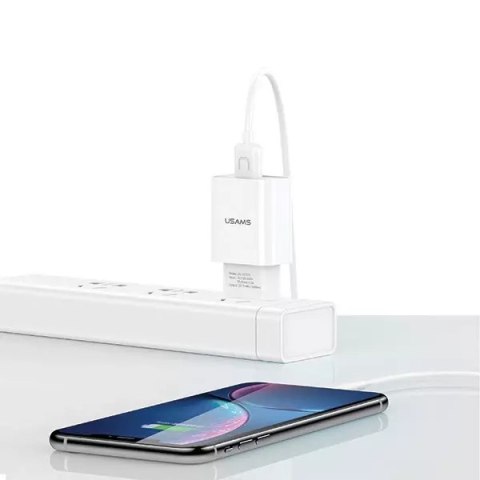 Usams USAMS Ładowarka sieciowa 1x USB T21 lightning biały/white 2,1A Fast Charging T21OCLN01 Usams USAMS Ładowarka sieciowa 1x USB T21 lightning biały/white 2,1A Fast Charging T21OCLN01