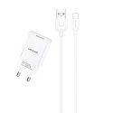 Usams USAMS Ładowarka sieciowa 1x USB T21 lightning biały/white 2,1A Fast Charging T21OCLN01
