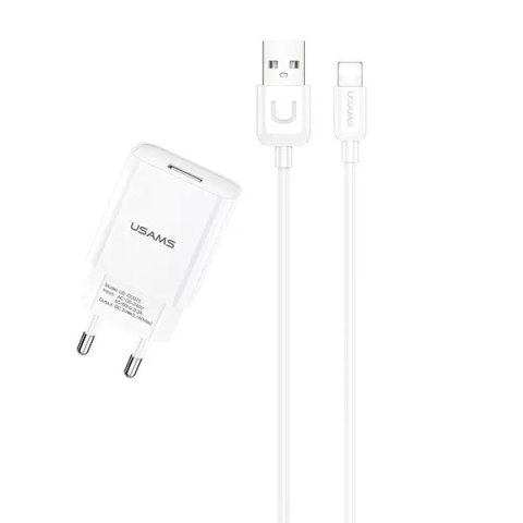 Usams USAMS Ładowarka sieciowa 1x USB T21 lightning biały/white 2,1A Fast Charging T21OCLN01 Usams USAMS Ładowarka sieciowa 1x USB T21 lightning biały/white 2,1A Fast Charging T21OCLN01