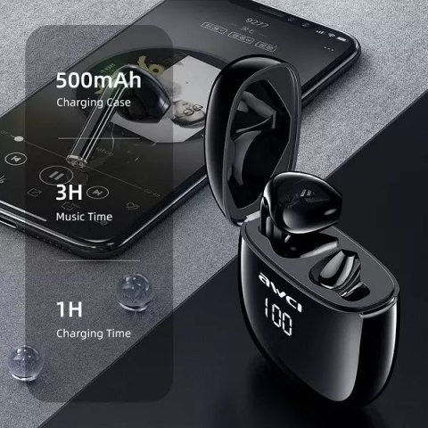 Awei AWEI Słuchawki bezprzewodowe Bluetooth 5.0 T28P TWS + stacja dokująca czarne Awei AWEI Słuchawki bezprzewodowe Bluetooth 5.0 T28P TWS + stacja dokująca czarne