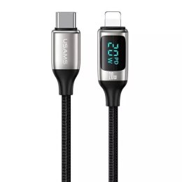 Baseus USAMS Kabel pleciony U78 USB-C na Lightning LED 1.2m 20W PD Fast Charge biały/white SJ545USB02 (US-SJ545)