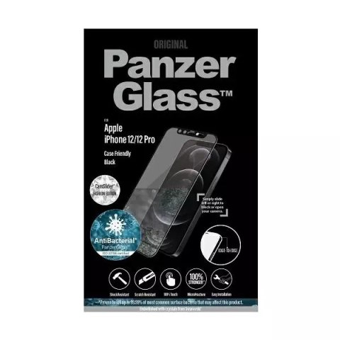 PanzerGlass Szkło PanzerGlass E2E Microfracture do iPhone 12 /12 Pro 6,1" CamSlider Swarovsky Case Friendly AntiBacterial czarny/black PanzerGlass Szkło PanzerGlass E2E Microfracture do iPhone 12 /12 Pro 6,1" CamSlider Swarovsky Case Friendly AntiBacterial czarny/black