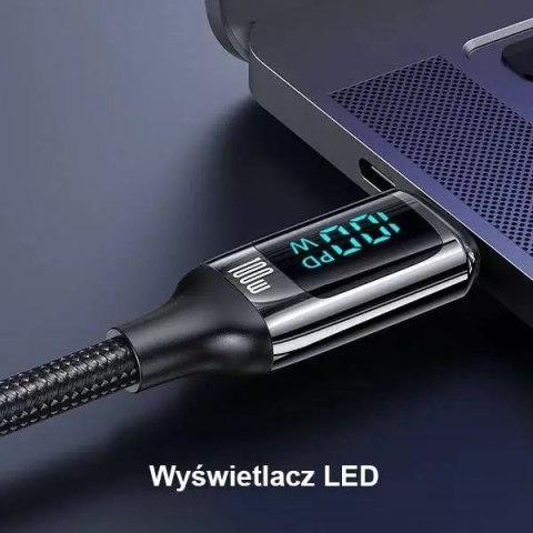 Usams USAMS Kabel pleciony U78 USB-C na USB-C LED 2m 100W Fast Charging czarny/black SJ558USB01 (US-SJ558) Usams USAMS Kabel pleciony U78 USB-C na USB-C LED 2m 100W Fast Charging czarny/black SJ558USB01 (US-SJ558)