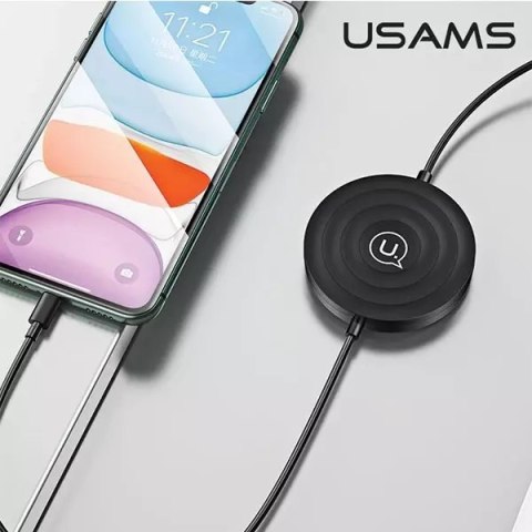 Usams USAMS Ładowarka indukcyjna US-CC096 10W z kablem lightning czarny/black CC96WH01 Usams USAMS Ładowarka indukcyjna US-CC096 10W z kablem lightning czarny/black CC96WH01