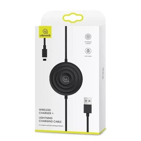 Usams USAMS Ładowarka indukcyjna US-CC096 10W z kablem lightning czarny/black CC96WH01 Usams USAMS Ładowarka indukcyjna US-CC096 10W z kablem lightning czarny/black CC96WH01