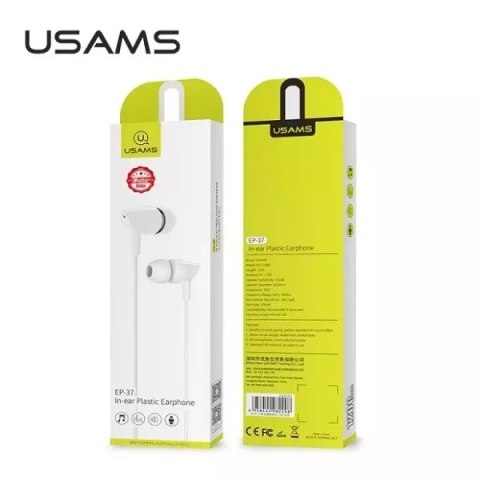 Usams USAMS Słuchawki stereo EP-37 3,5 mm biały/white HSEP3702 Usams USAMS Słuchawki stereo EP-37 3,5 mm biały/white HSEP3702