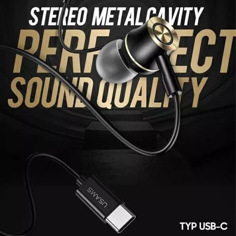 Usams USAMS Słuchawki stereo EP-43 metal USB-C czarny/black HSEP4301 Usams USAMS Słuchawki stereo EP-43 metal USB-C czarny/black HSEP4301