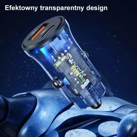Usams USAMS Ładowarka samochodowa 1xUSB+1xUSB-C C32 30W Fast Charge czarny/black CC164CC01 (US-CC164) Usams USAMS Ładowarka samochodowa 1xUSB+1xUSB-C C32 30W Fast Charge czarny/black CC164CC01 (US-CC164)