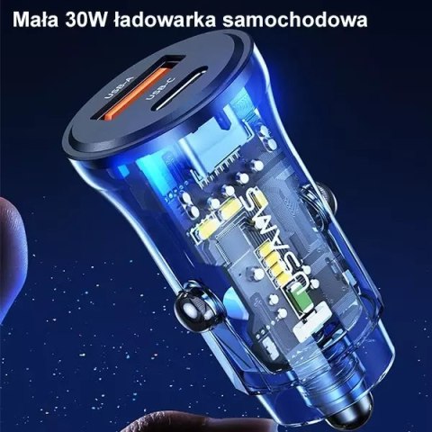 Usams USAMS Ładowarka samochodowa 1xUSB+1xUSB-C C32 30W Fast Charge czarny/black CC164CC01 (US-CC164) Usams USAMS Ładowarka samochodowa 1xUSB+1xUSB-C C32 30W Fast Charge czarny/black CC164CC01 (US-CC164)