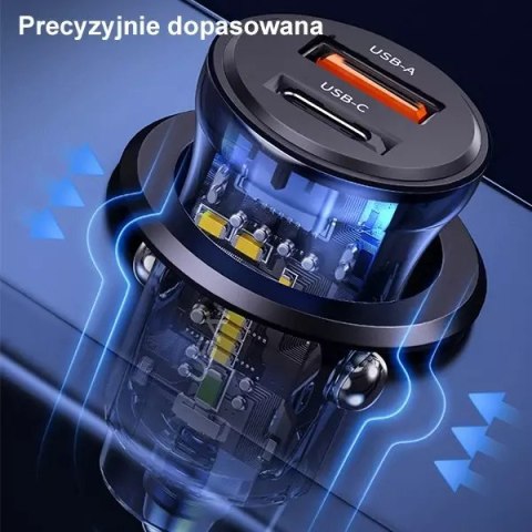 Usams USAMS Ładowarka samochodowa 1xUSB+1xUSB-C C32 30W Fast Charge czarny/black CC164CC01 (US-CC164) Usams USAMS Ładowarka samochodowa 1xUSB+1xUSB-C C32 30W Fast Charge czarny/black CC164CC01 (US-CC164)