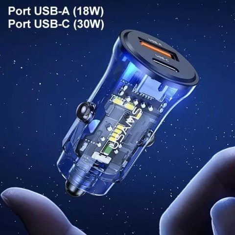 Usams USAMS Ładowarka samochodowa 1xUSB+1xUSB-C C32 30W Fast Charge czarny/black CC164CC01 (US-CC164) Usams USAMS Ładowarka samochodowa 1xUSB+1xUSB-C C32 30W Fast Charge czarny/black CC164CC01 (US-CC164)