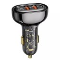 Usams USAMS Ładowarka samochodowa 2xUSB+1xUSB-C 125W Fast Charge transparent black CC158CC01 (US-CC158)