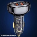 Usams USAMS Ładowarka samochodowa 2xUSB+1xUSB-C 125W Fast Charge transparent black CC158CC01 (US-CC158)