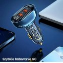 Usams USAMS Ładowarka samochodowa 2xUSB+1xUSB-C 125W Fast Charge transparent black CC158CC01 (US-CC158)