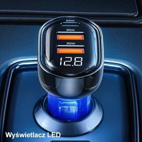 Usams USAMS Ładowarka samochodowa 2xUSB+1xUSB-C 125W Fast Charge transparent black CC158CC01 (US-CC158) Usams USAMS Ładowarka samochodowa 2xUSB+1xUSB-C 125W Fast Charge transparent black CC158CC01 (US-CC158)