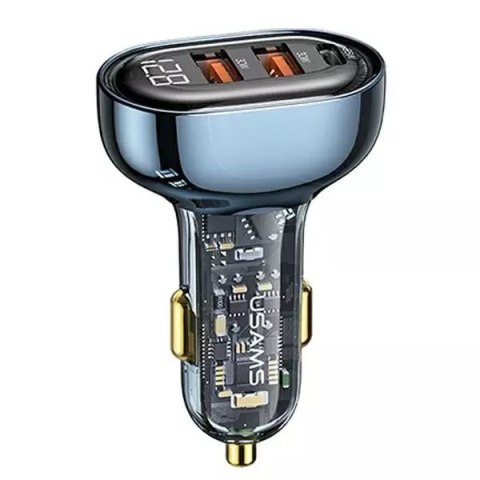 Usams USAMS Ładowarka samochodowa 2xUSB+1xUSB-C 125W Fast Charge transparent blue CC158CC02 (US-CC158) Usams USAMS Ładowarka samochodowa 2xUSB+1xUSB-C 125W Fast Charge transparent blue CC158CC02 (US-CC158)