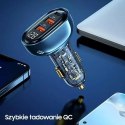 Usams USAMS Ładowarka samochodowa 2xUSB+1xUSB-C 125W Fast Charge transparent blue CC158CC02 (US-CC158)