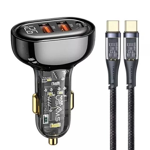 Usams USAMS Ładowarka samochodowa 2xUSB+1xUSB-C 80W Fast Charge + kabel USB-C - USB-C BXLACCTC01 Usams USAMS Ładowarka samochodowa 2xUSB+1xUSB-C 80W Fast Charge + kabel USB-C - USB-C BXLACCTC01