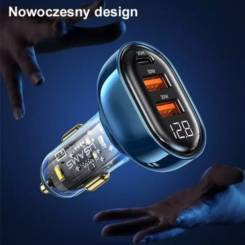 Usams USAMS Ładowarka samochodowa 2xUSB+1xUSB-C 80W Fast Charge niebieski/blue CC159CC02 (US-CC159) Usams USAMS Ładowarka samochodowa 2xUSB+1xUSB-C 80W Fast Charge niebieski/blue CC159CC02 (US-CC159)