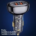 Usams USAMS Ładowarka samochodowa 2xUSB+1xUSB-C 80W Fast Charge niebieski/blue CC159CC02 (US-CC159)