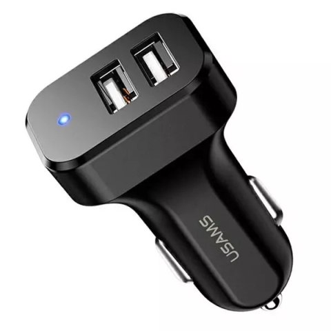 Usams USAMS Ładowarka samochodowa 2xUSB C13 2,1A czarny/black (only head) CC87TC01 Usams USAMS Ładowarka samochodowa 2xUSB C13 2,1A czarny/black (only head) CC87TC01