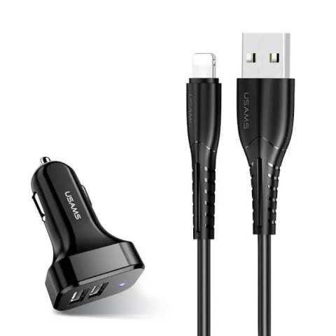 Usams USAMS Ładowarka samochodowa 2x USB C13 2,1A lightning czarny/black NTU35LC13TZ Usams USAMS Ładowarka samochodowa 2x USB C13 2,1A lightning czarny/black NTU35LC13TZ