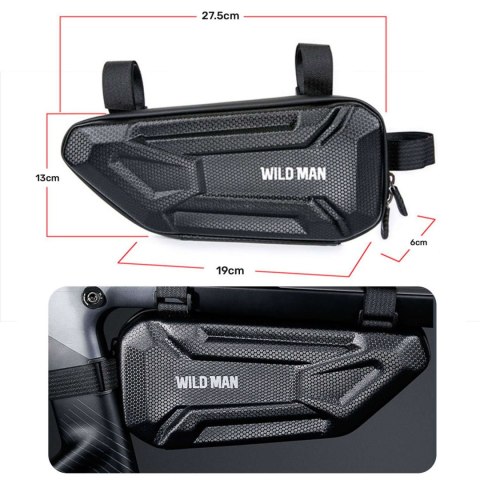 Wildman Sakwa rowerowa Wildman Hard Shell Bicycle Bag XT4 Etui torba na rower motor pod ramę 1,5L Czarna Wildman Sakwa rowerowa Wildman Hard Shell Bicycle Bag XT4 Etui torba na rower motor pod ramę 1,5L Czarna