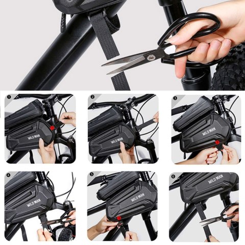 Wildman Sakwa rowerowa wodoodporna Wildman Bag XT6 Etui odpinane na telefon 6.8 cali ramę rower torba 1.2l czarna Wildman Sakwa rowerowa wodoodporna Wildman Bag XT6 Etui odpinane na telefon 6.8 cali ramę rower torba 1.2l czarna