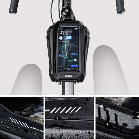Wildman Sakwa rowerowa wodoodporna Wildman Bag XT6 Etui odpinane na telefon 6.8 cali ramę rower torba 1.2l czarna Wildman Sakwa rowerowa wodoodporna Wildman Bag XT6 Etui odpinane na telefon 6.8 cali ramę rower torba 1.2l czarna