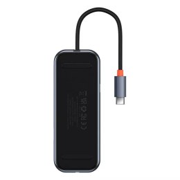 Baseus Hub 5w1 Baseus AcmeJoy series USB-C do 2xUSB 3.0 + USB 2.0 + USB-C PD + RJ45 (szary)