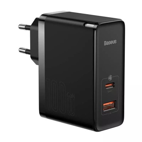 Baseus Ładowarka sieciowa Baseus GaN5 Pro, USB-C + USB, 100W + kabel (czarna) Baseus Ładowarka sieciowa Baseus GaN5 Pro, USB-C + USB, 100W + kabel (czarna)