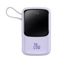 Baseus Powerbank Baseus Qpow Pro z kablem Lightning, USB-C, USB, 10000mAh, 20W (fioletowy)