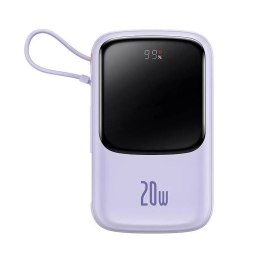 Baseus Powerbank Baseus Qpow Pro z kablem Lightning, USB-C, USB, 10000mAh, 20W (fioletowy)