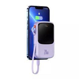 Baseus Powerbank Baseus Qpow Pro z kablem Lightning, USB-C, USB, 10000mAh, 20W (fioletowy)