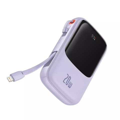 Baseus Powerbank Baseus Qpow Pro z kablem Lightning, USB-C, USB, 10000mAh, 20W (fioletowy) Baseus Powerbank Baseus Qpow Pro z kablem Lightning, USB-C, USB, 10000mAh, 20W (fioletowy)